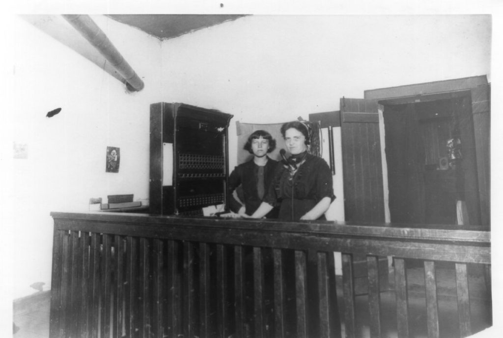 ysleta-tx-1913-mrs-mary-oneill-right-with-helper-operating-the-first-switchboard-in-ysleta