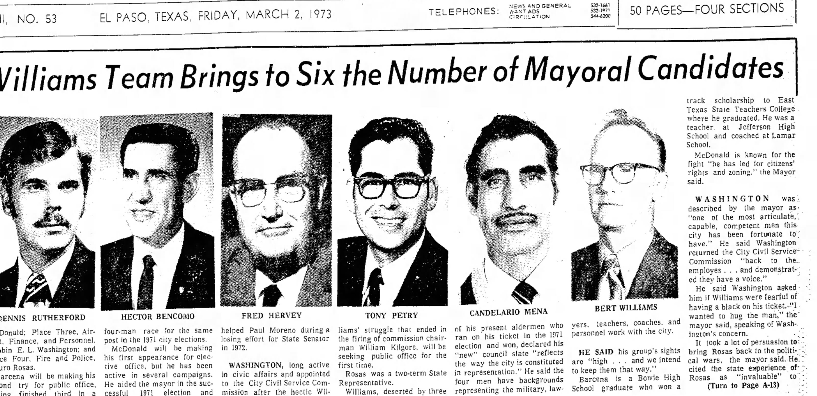 The El Paso Mayor race of 1973 El Paso County Historical Society