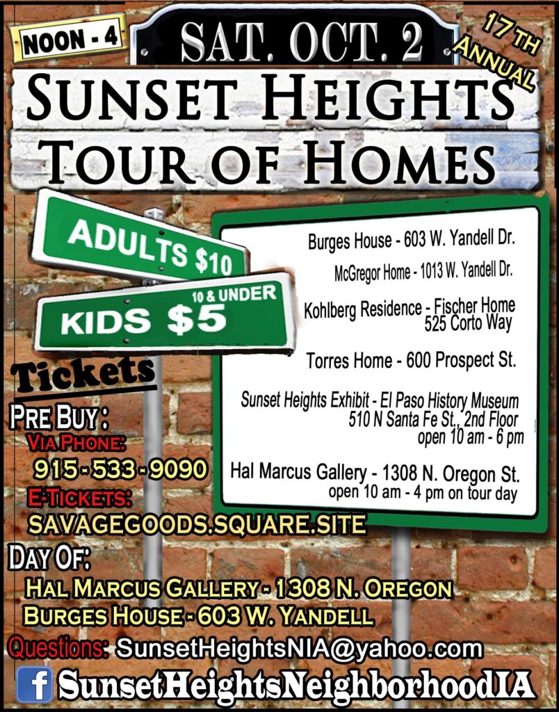 Sunset Heights Neighborhood Improvement Association Tour of Homes flyer